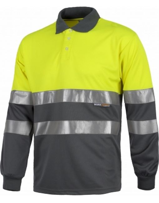 Polo jaune/marine Cl.2 M.L.